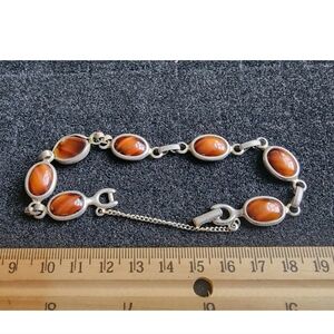 Vintage Sarah Coventry "Wood Nymph" Bracelet Silvertone Glass Cabachons Used